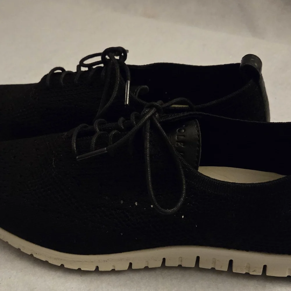 Cole Haan Zerogrand W06723 Women’s 10 B Black Knit‎ Lace Up Oxford Sneakers...